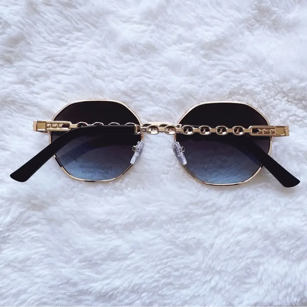 Phoebe Dark Blue Geometric Sunglasses
